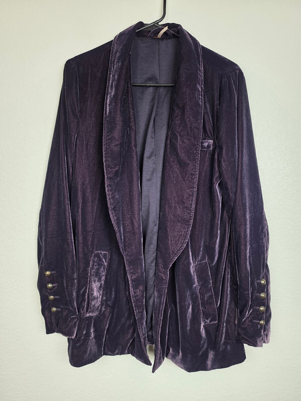 Free People Purple Velvet Blazer Jacket Small